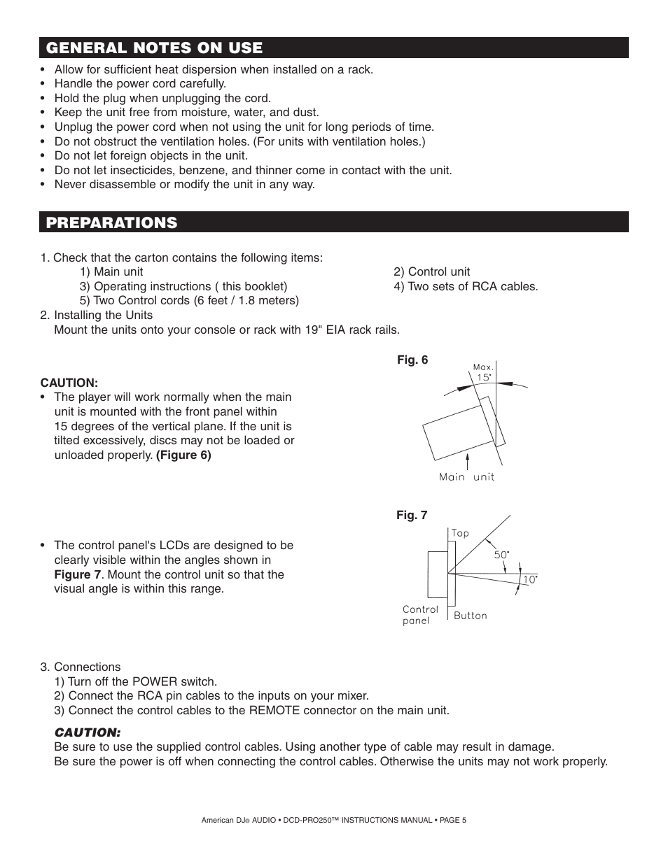 Preparations | American Audio DCD PRO 250 User Manual | Page 5 / 18