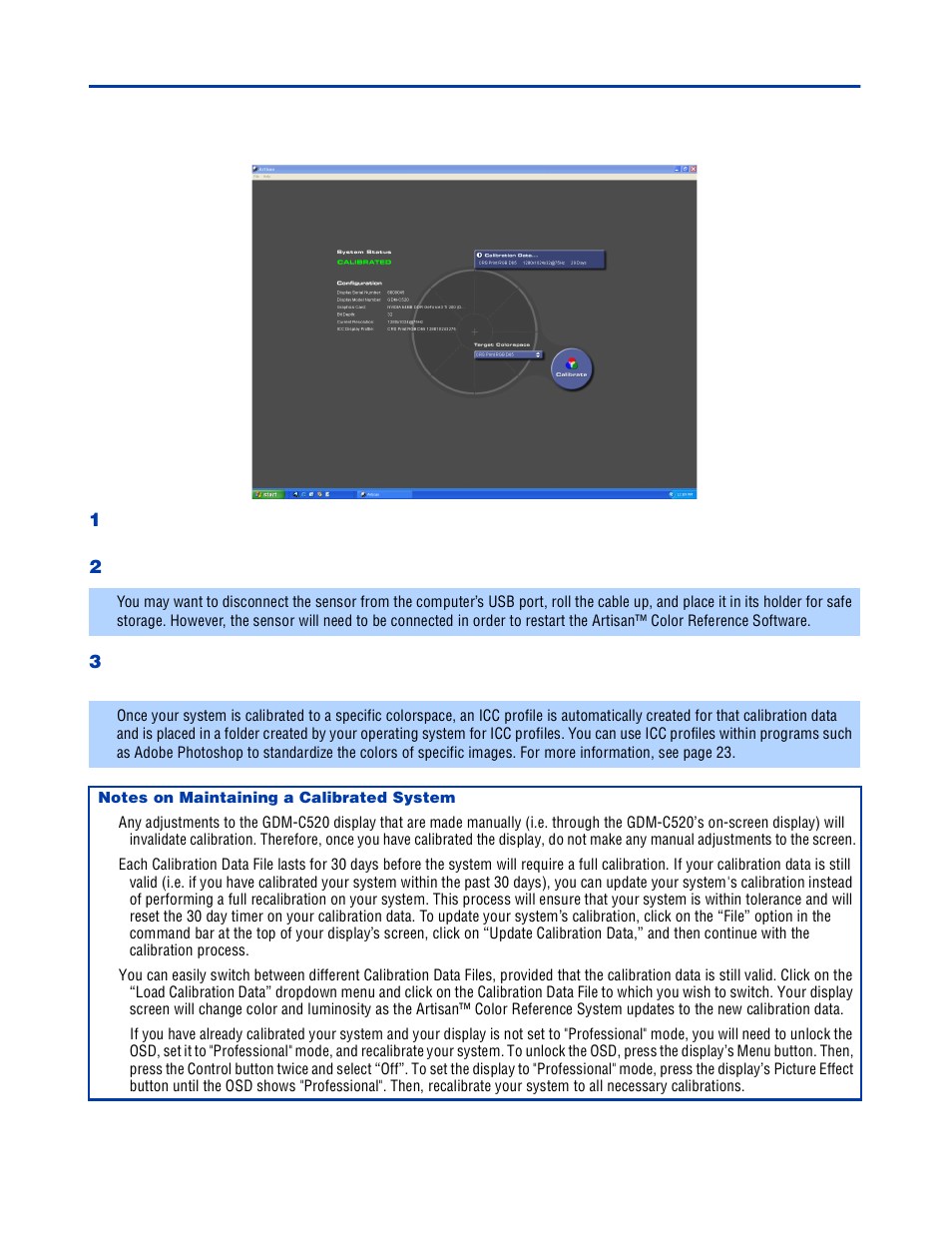Calibrating the system----cont | Sony GDM-C520K User Manual | Page 22 / 91