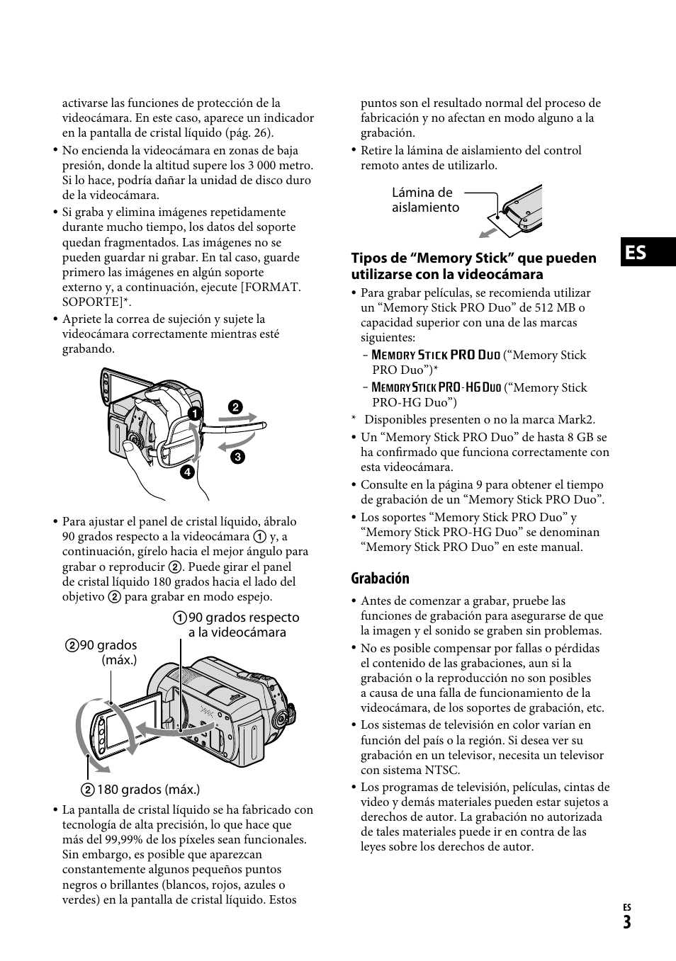 Grabación | Sony DCR-SR220D User Manual | Page 35 / 64