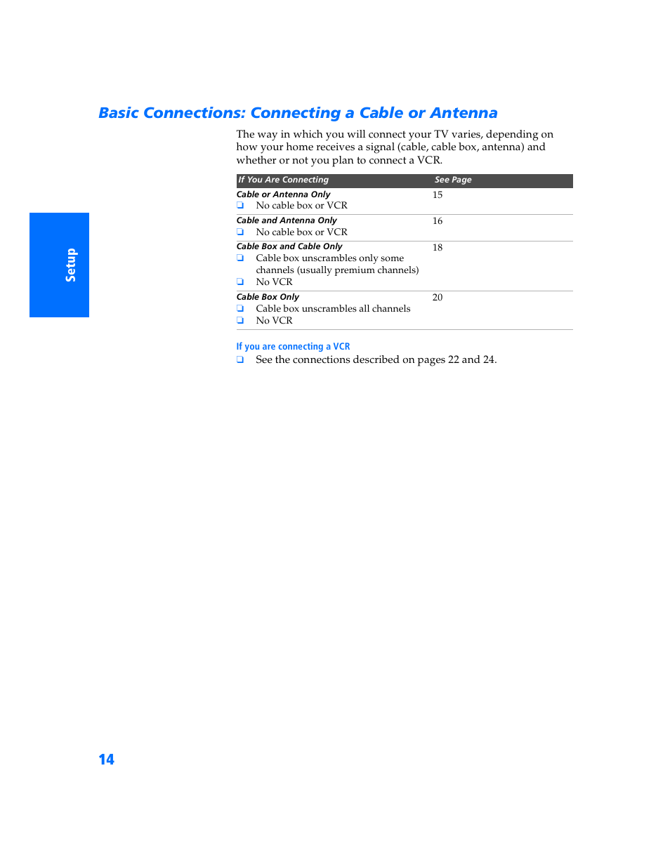 Basic connections: connecting a cable or antenna | Sony KV-32HS500 User Manual | Page 15 / 87
