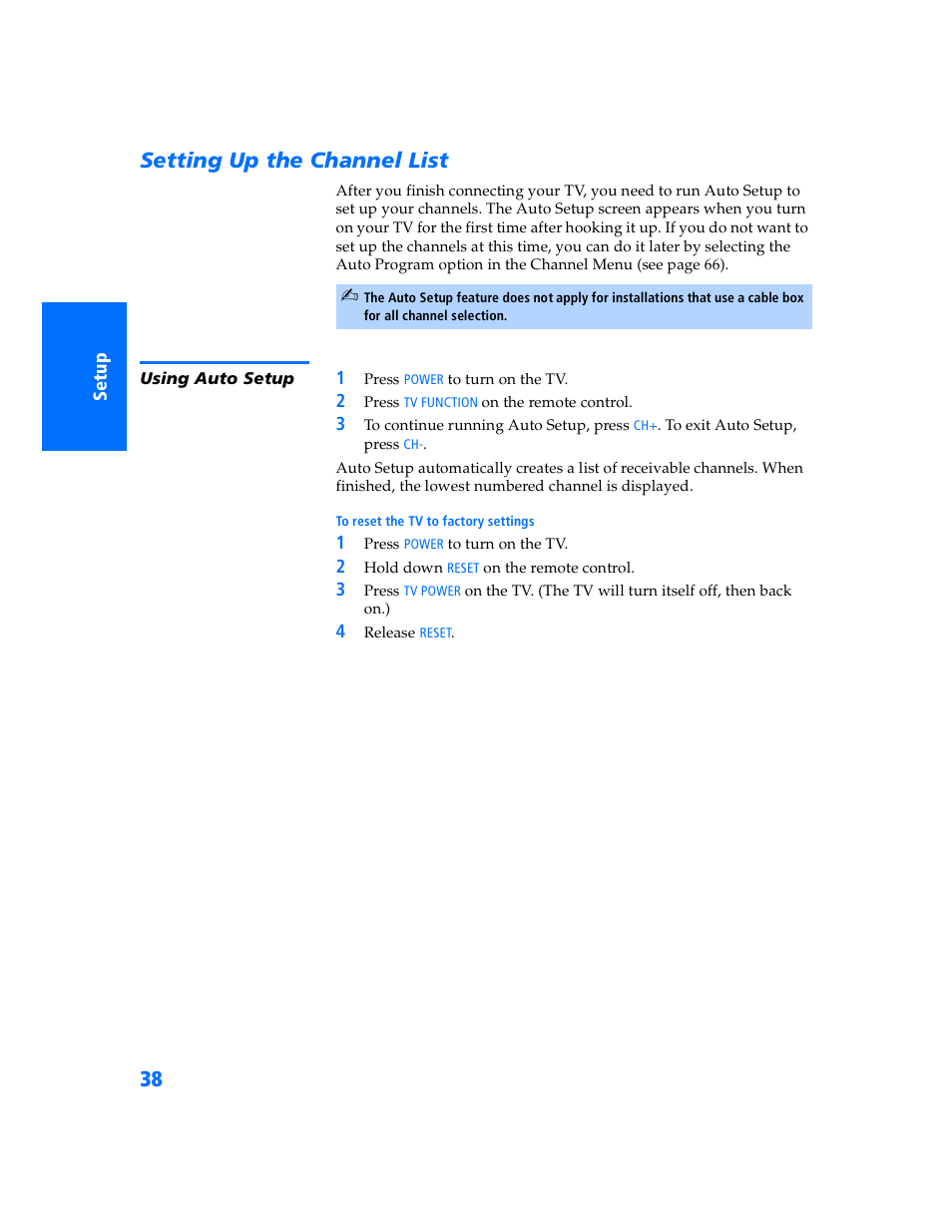 Setting up the channel list, Using auto setup | Sony KV-32HS500 User Manual | Page 39 / 87