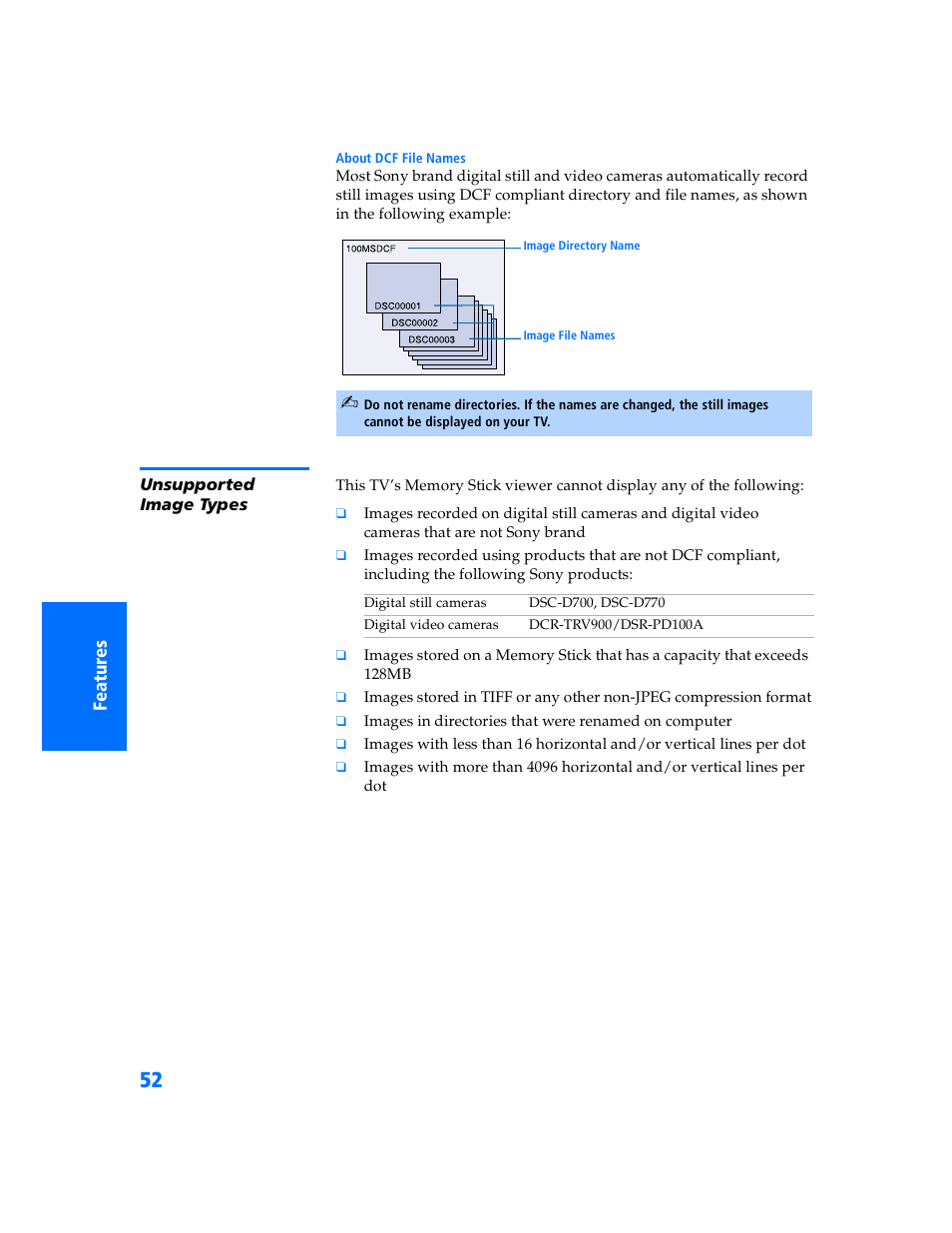 Unsupported image types | Sony KV-32HS500 User Manual | Page 53 / 87
