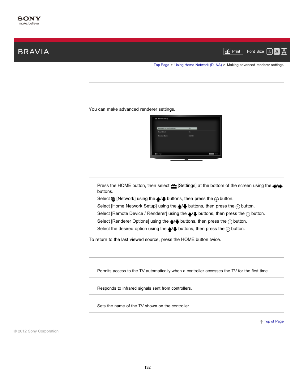 Making advanced renderer settings | Sony KDL-55HX750 User Manual | Page 132 / 192
