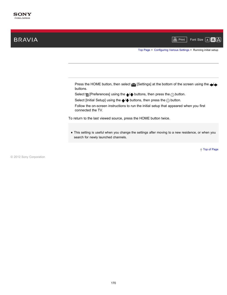 Running initial setup | Sony KDL-55HX750 User Manual | Page 170 / 192