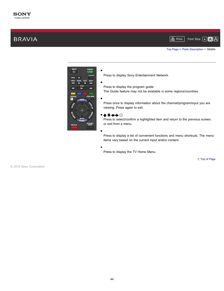 Middle | Sony KDL-55HX750 User Manual | Page 44 / 192