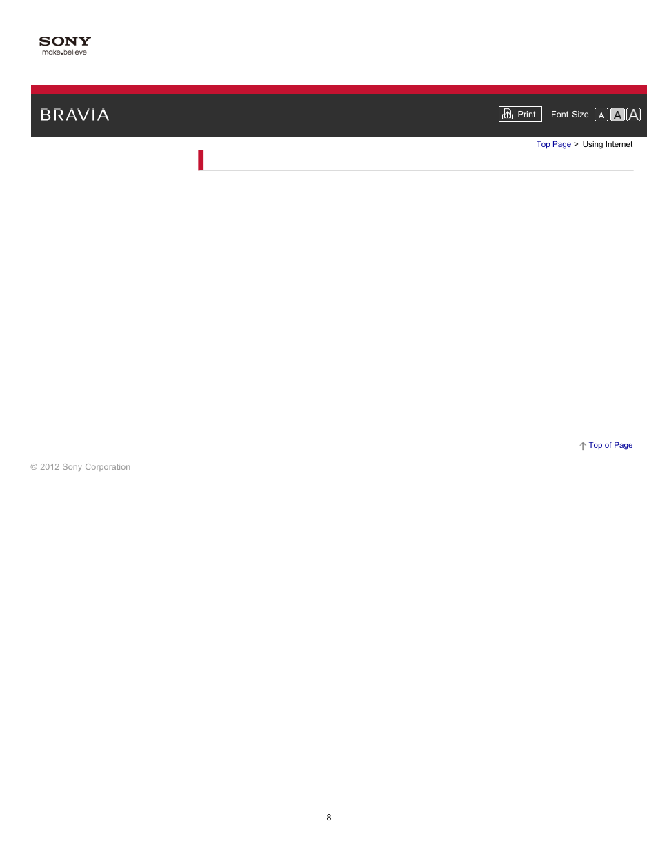 Using internet | Sony KDL-55HX750 User Manual | Page 8 / 192