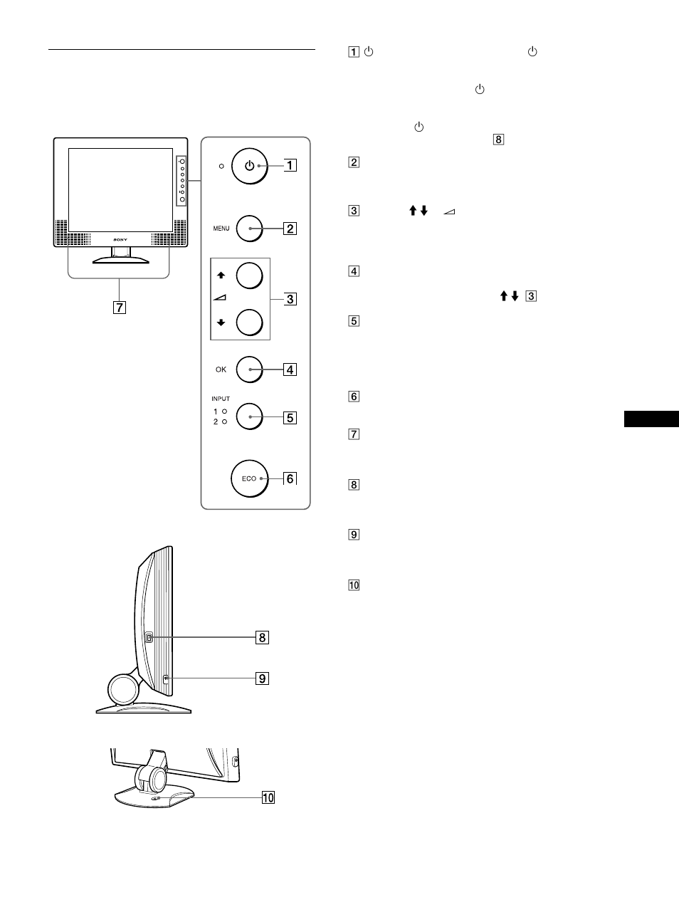 Identification des composants et des commandes | Sony SDM-X72 User Manual | Page 27 / 72