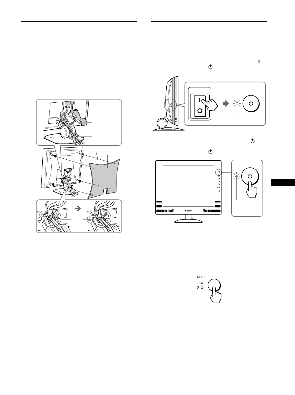 Réglage 5 : regroupez les cordons et les câbles, Réglage 5, Réglage 6 | Sony SDM-X72 User Manual | Page 31 / 72