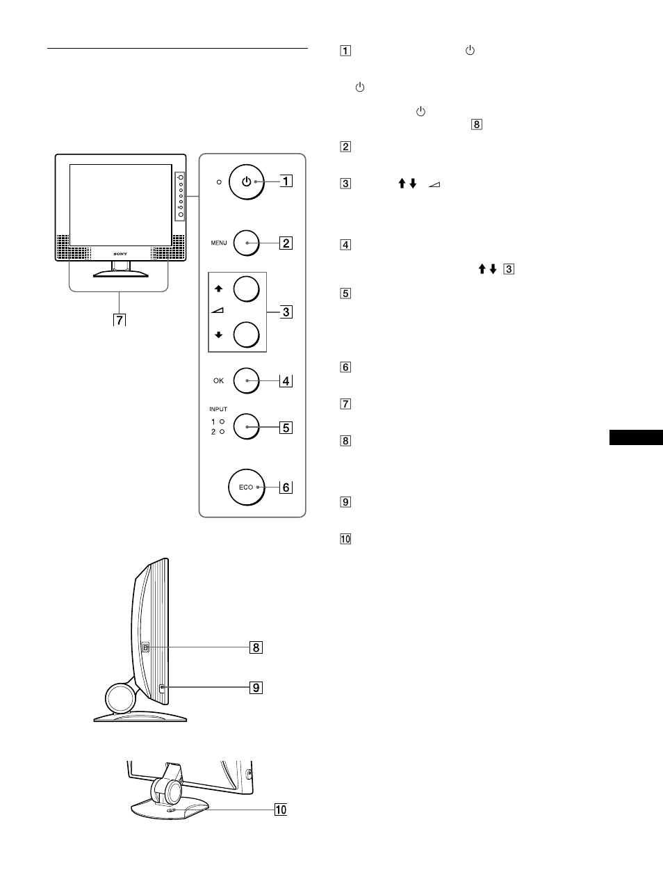 Identificación de componentes y controles | Sony SDM-X72 User Manual | Page 49 / 72