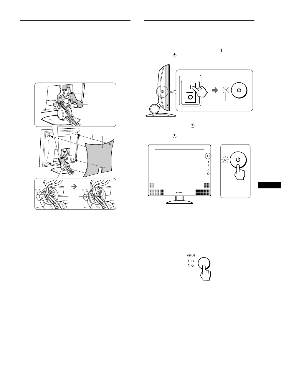 Paso 5: agrupación de los cables, Paso 6: encendido del monitor y el ordenador, Paso 5: ag | Paso 6: en | Sony SDM-X72 User Manual | Page 53 / 72