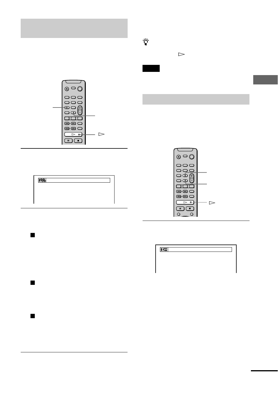 Playing in random order (shuffle play), Playing repeatedly (repeat play), N (35) | Sony DVP-NS300 User Manual | Page 35 / 72