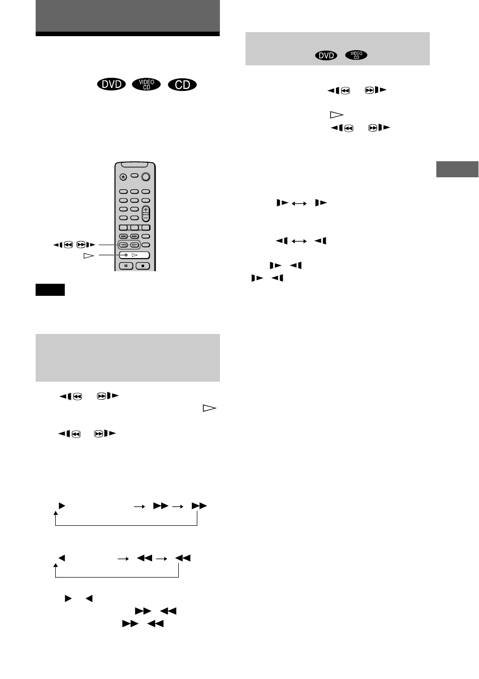 Searching for a scene, Watching frame by frame (slow- motion play), Searching for a particular point on a disc | Sony DVP-NS300 User Manual | Page 37 / 72