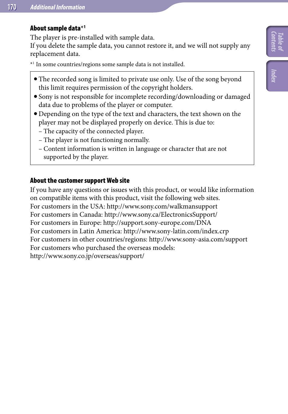 Sony NWZ-X1051F User Manual | Page 170 / 182