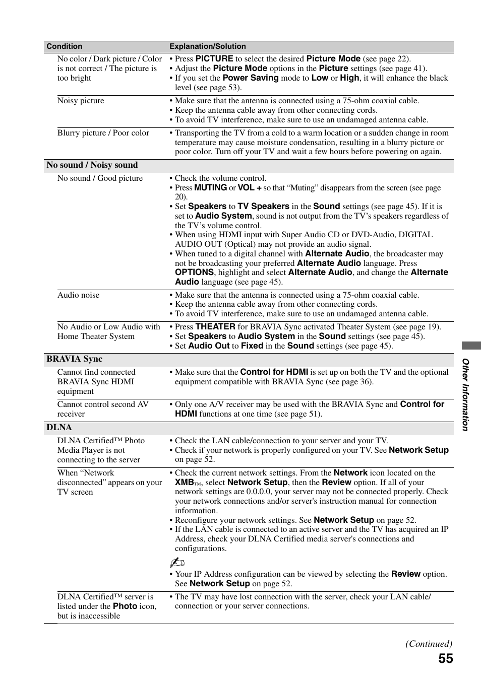 Sony KDL-40XBR7 User Manual | Page 55 / 63