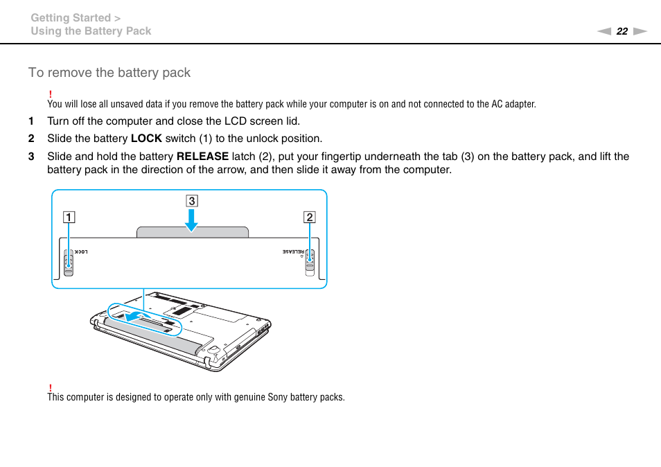 Sony VPCCA190X User Manual | Page 22 / 167