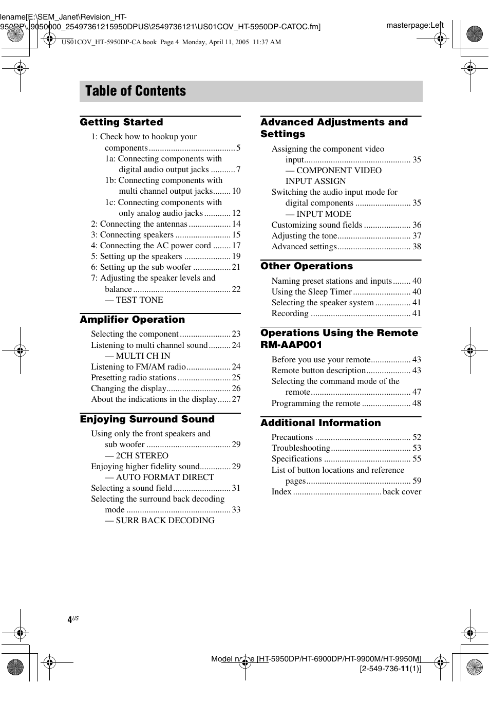 Sony HT-9900M User Manual | Page 4 / 60