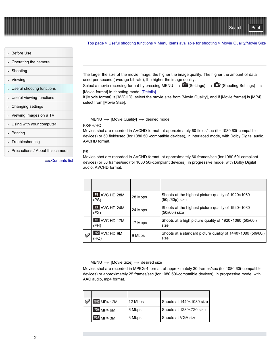 Movie quality/movie size, Cyber-shot user guide | Sony DSC-HX50V User Manual | Page 128 / 289