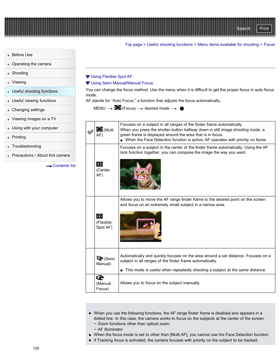 Focus, Details, Cyber-shot user guide | Sony DSC-HX50V User Manual | Page 136 / 289