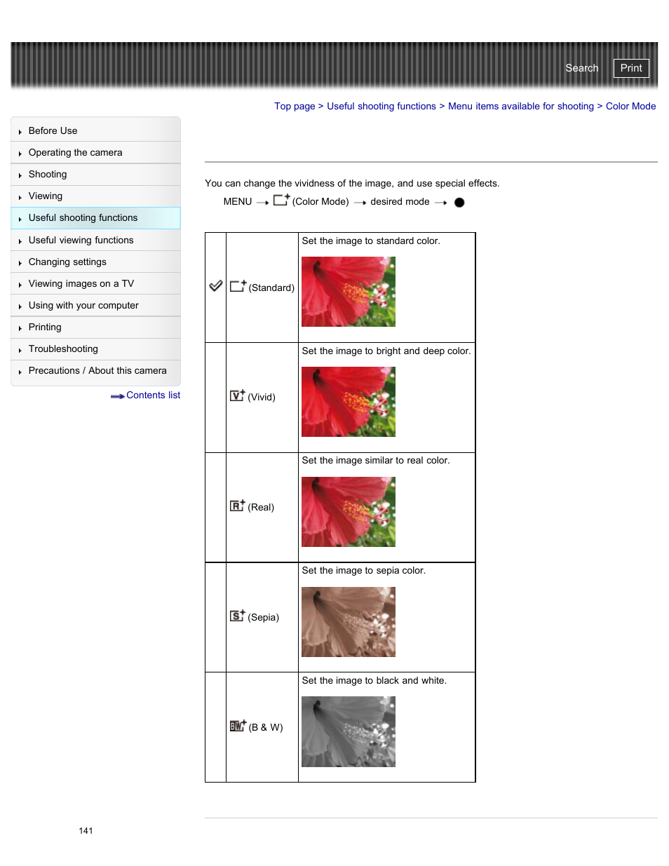 Color mode, Cyber-shot user guide | Sony DSC-HX50V User Manual | Page 148 / 289