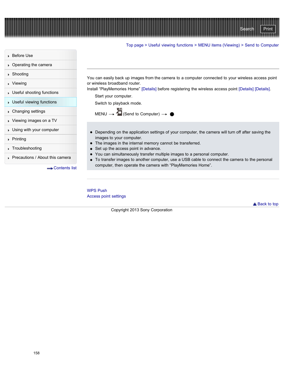 Send to computer, Cyber-shot user guide | Sony DSC-HX50V User Manual | Page 165 / 289