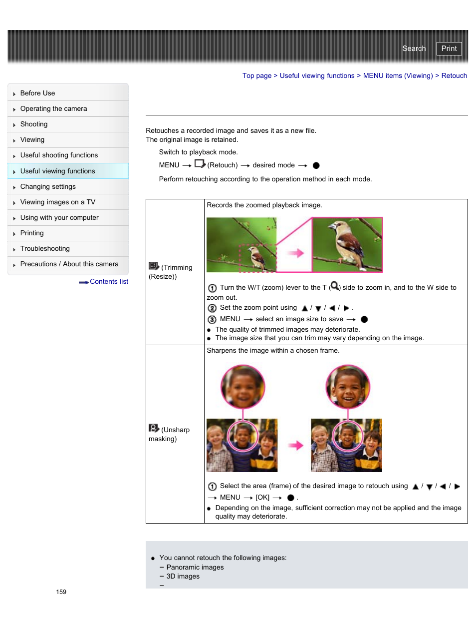Retouch, Cyber-shot user guide | Sony DSC-HX50V User Manual | Page 166 / 289