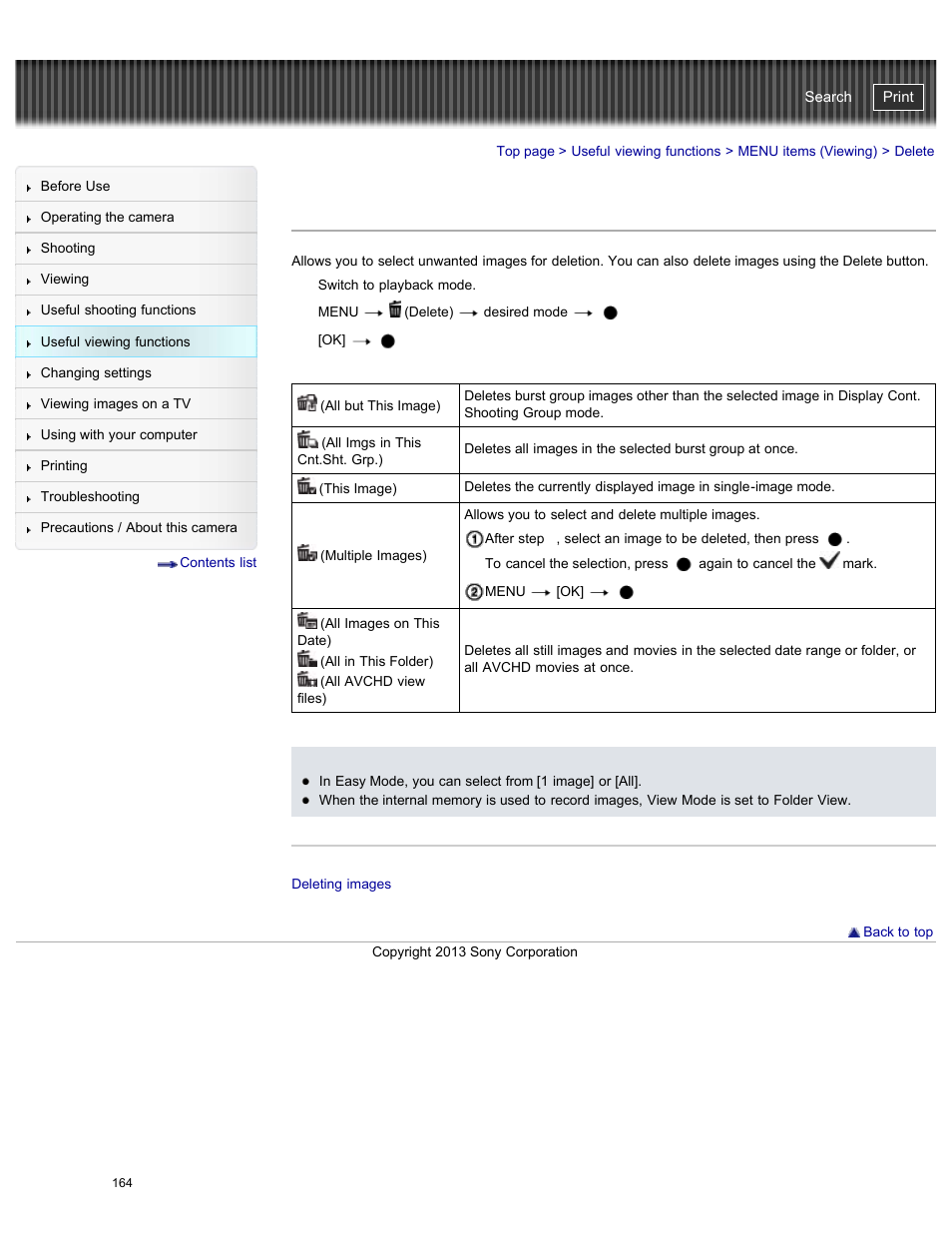 Delete, Details, Cyber-shot user guide | Sony DSC-HX50V User Manual | Page 171 / 289