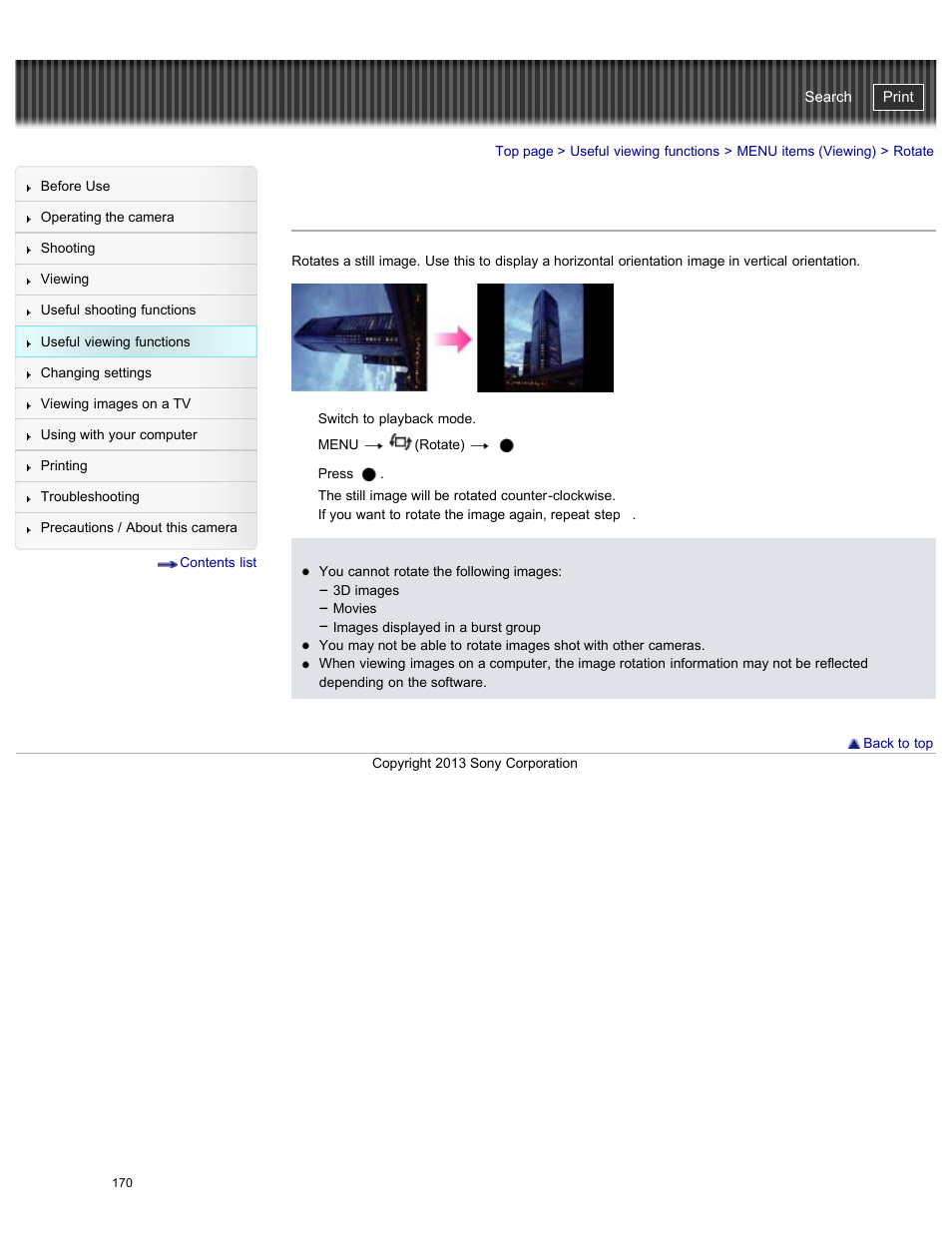 Rotate, Cyber-shot user guide | Sony DSC-HX50V User Manual | Page 177 / 289