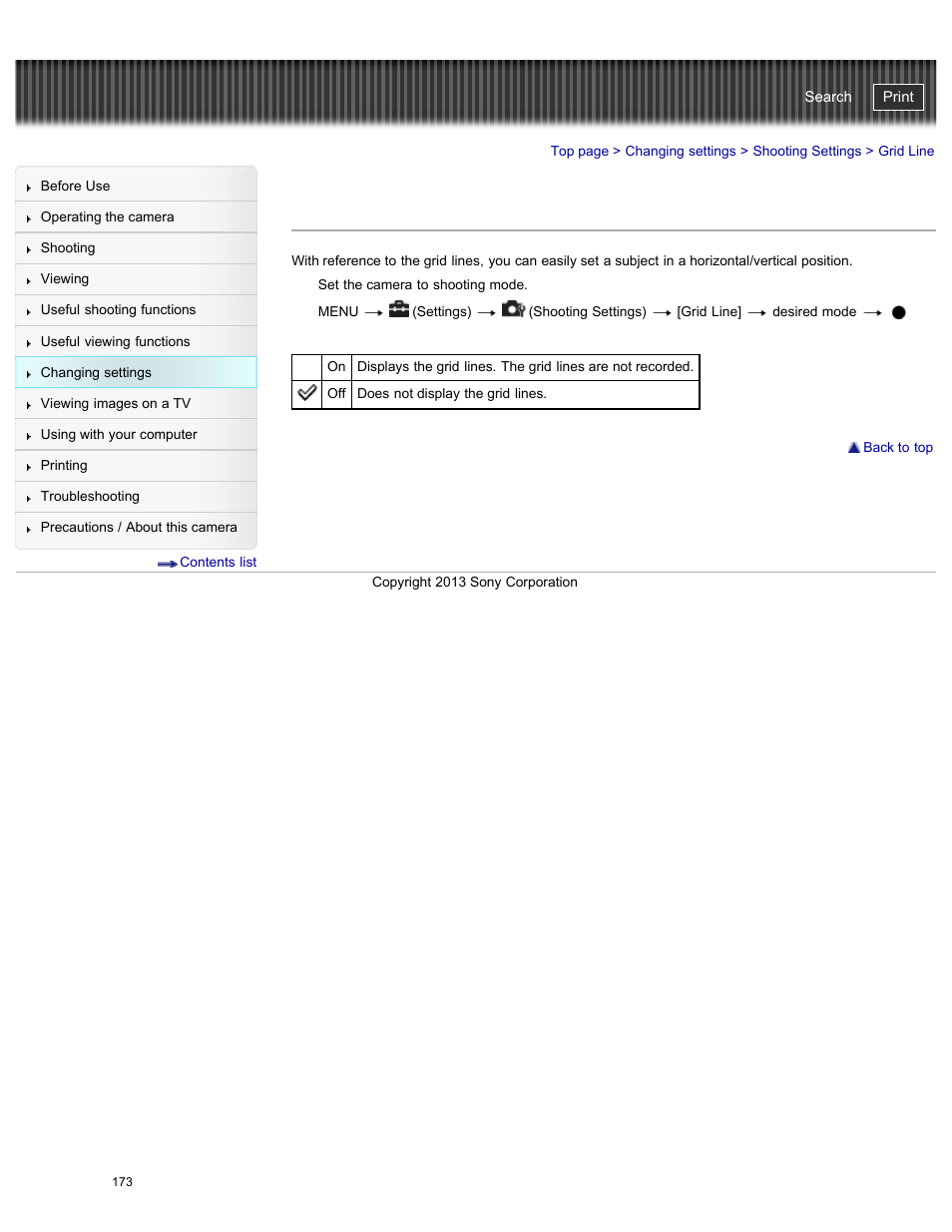 Grid line, Cyber-shot user guide | Sony DSC-HX50V User Manual | Page 180 / 289