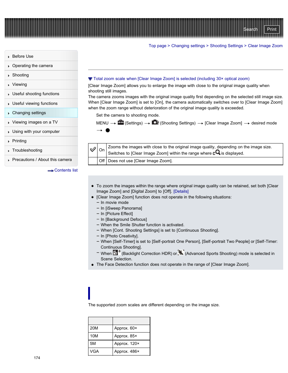 Clear image zoom, Details, Cyber-shot user guide | Sony DSC-HX50V User Manual | Page 181 / 289