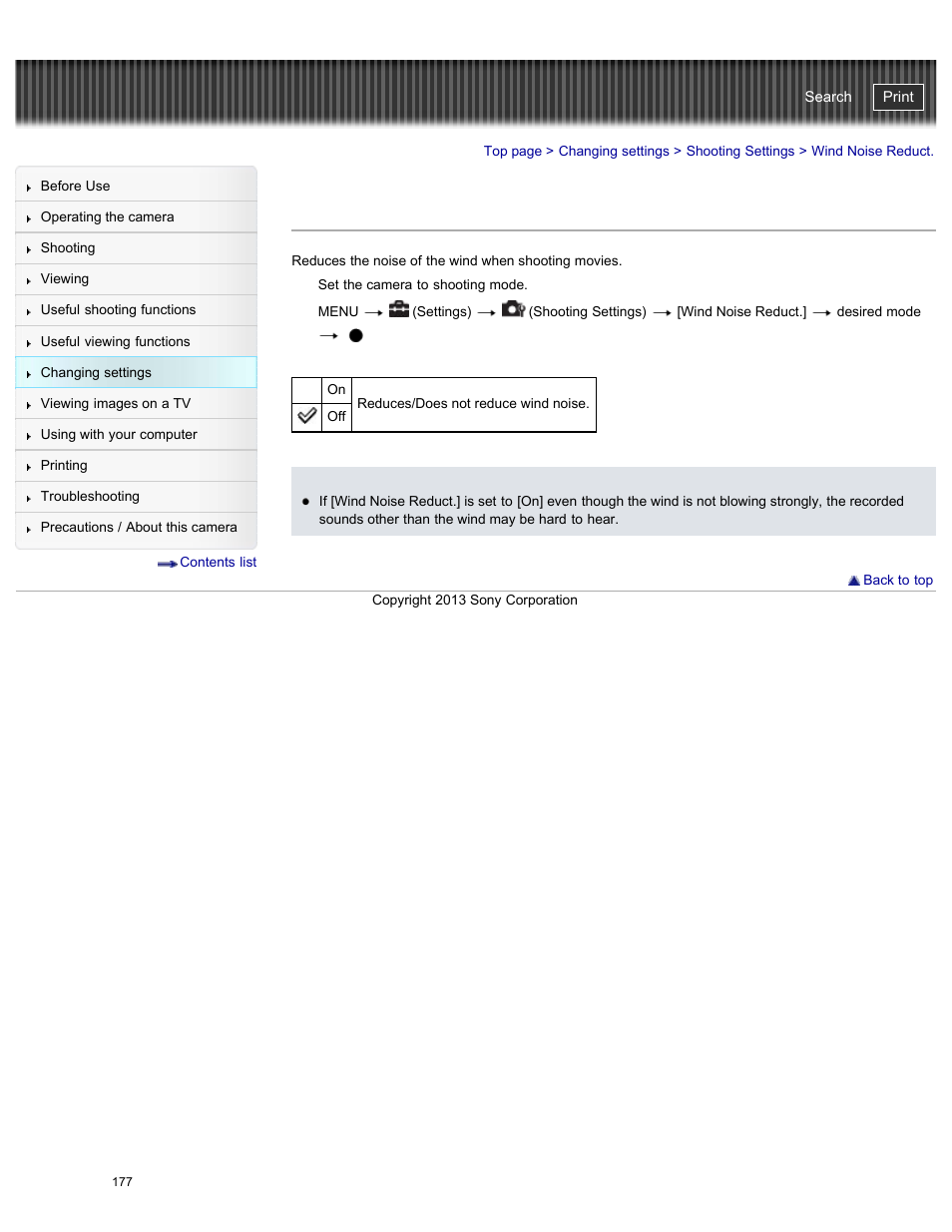 Wind noise reduct, Cyber-shot user guide | Sony DSC-HX50V User Manual | Page 184 / 289