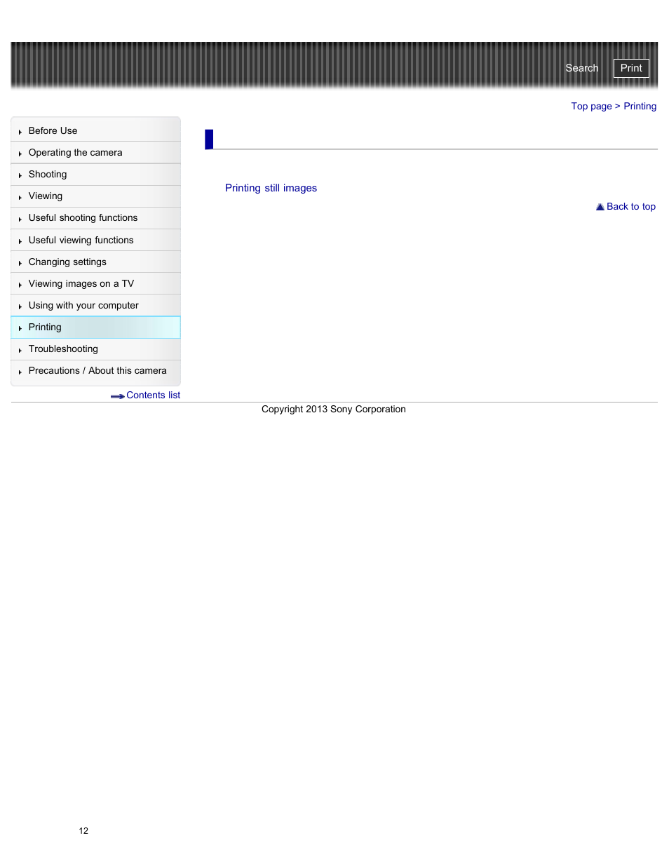 Printing, Cyber-shot user guide | Sony DSC-HX50V User Manual | Page 19 / 289