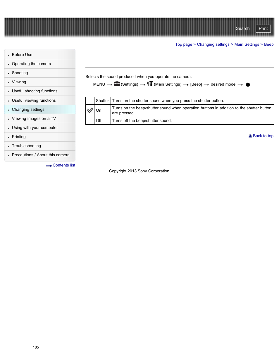 Beep, Cyber-shot user guide | Sony DSC-HX50V User Manual | Page 192 / 289