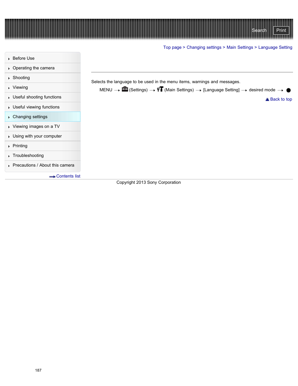 Language setting, Cyber-shot user guide | Sony DSC-HX50V User Manual | Page 194 / 289