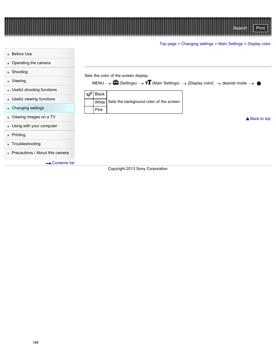 Display color, Cyber-shot user guide | Sony DSC-HX50V User Manual | Page 195 / 289