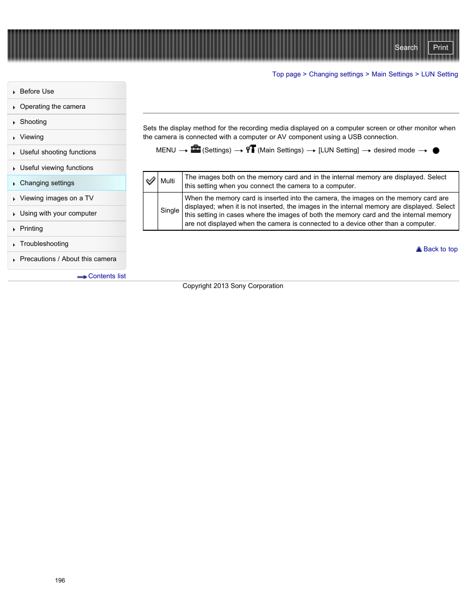 Lun setting, Cyber-shot user guide | Sony DSC-HX50V User Manual | Page 203 / 289