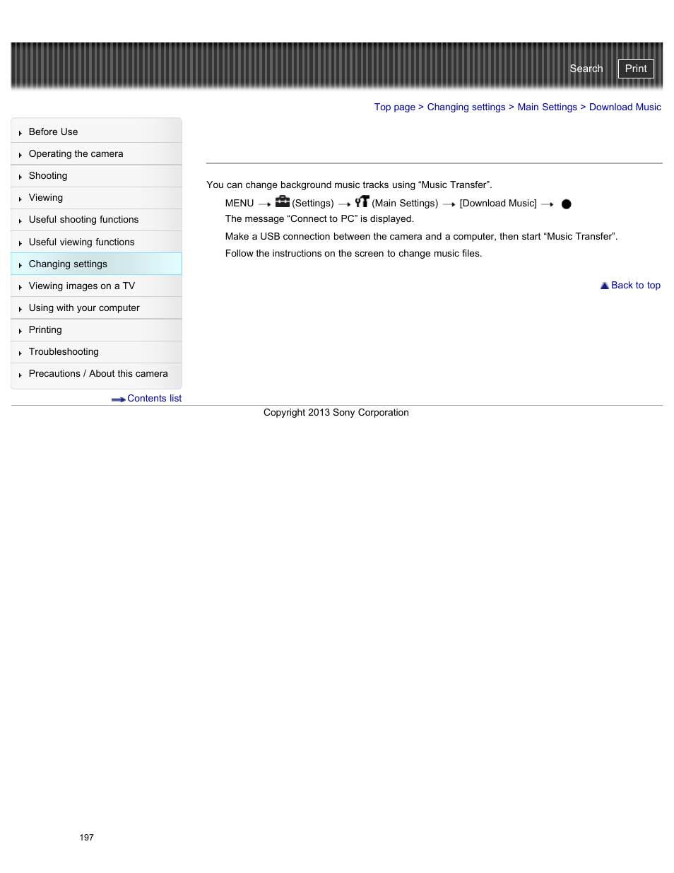 Download music, Cyber-shot user guide | Sony DSC-HX50V User Manual | Page 204 / 289