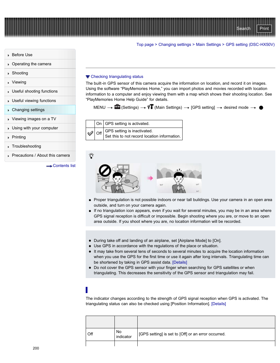 Gps setting (dsc-hx50v), Details, Cyber-shot user guide | Sony DSC-HX50V User Manual | Page 207 / 289