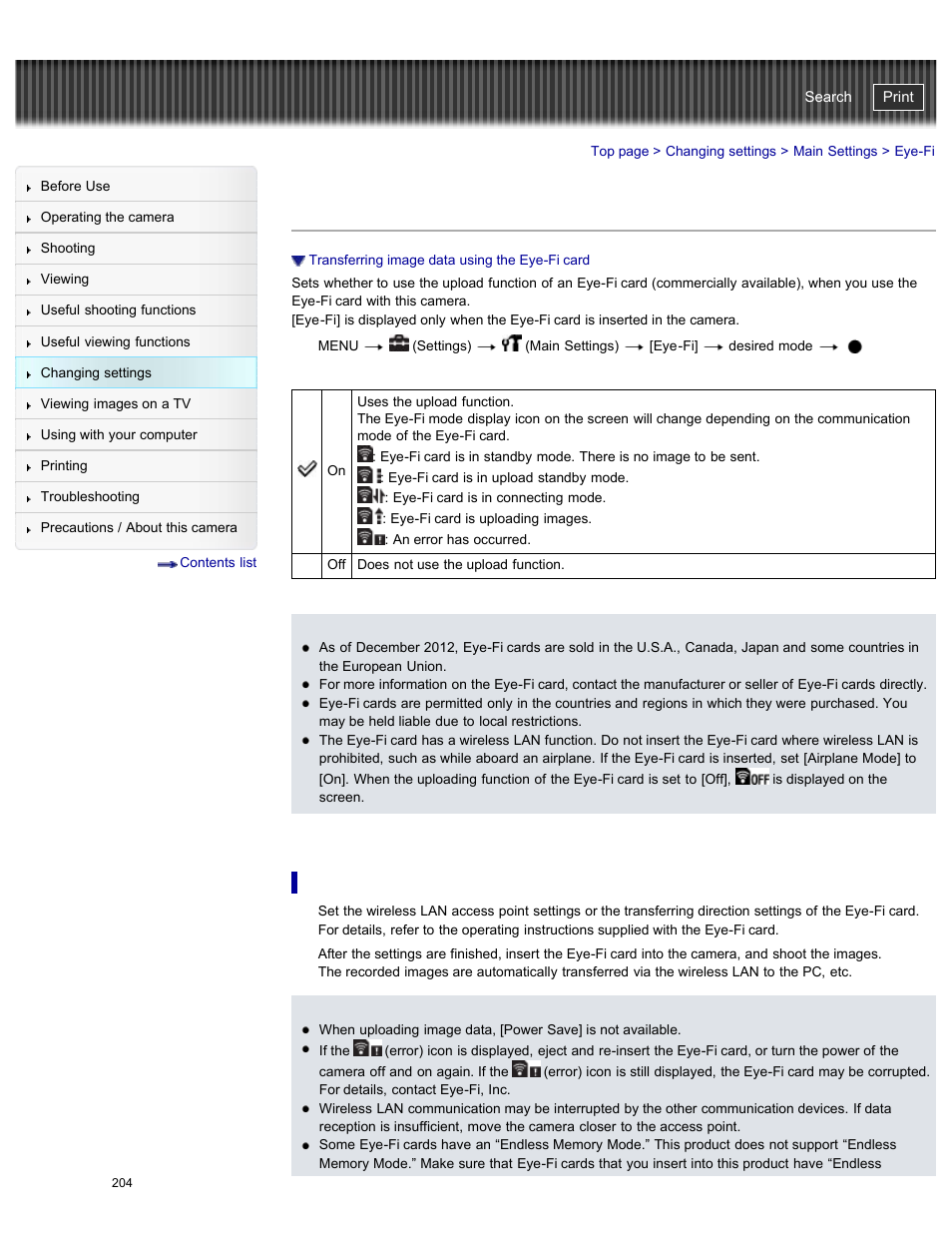 Eye-fi, Cyber-shot user guide | Sony DSC-HX50V User Manual | Page 211 / 289