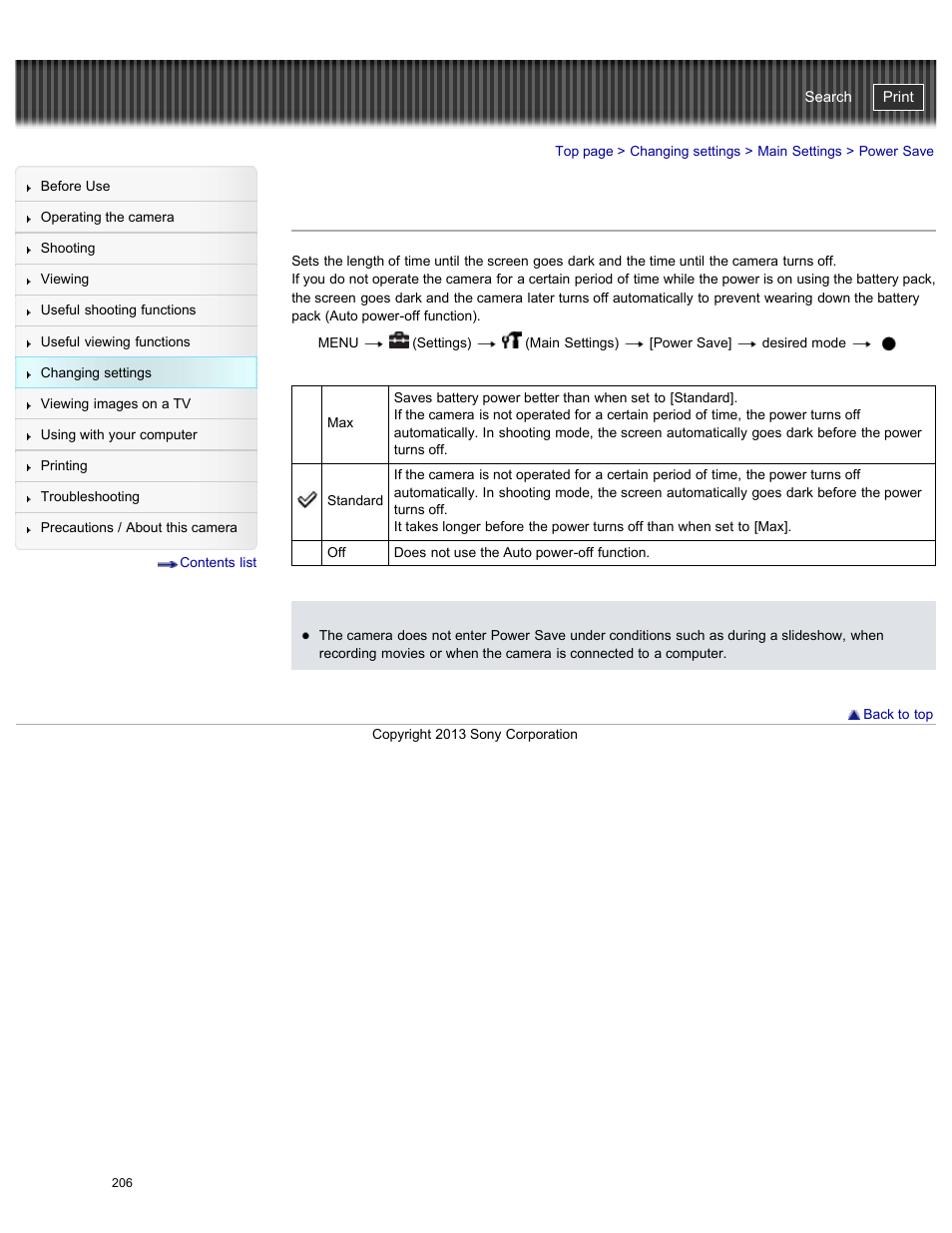 Power save, Cyber-shot user guide | Sony DSC-HX50V User Manual | Page 213 / 289