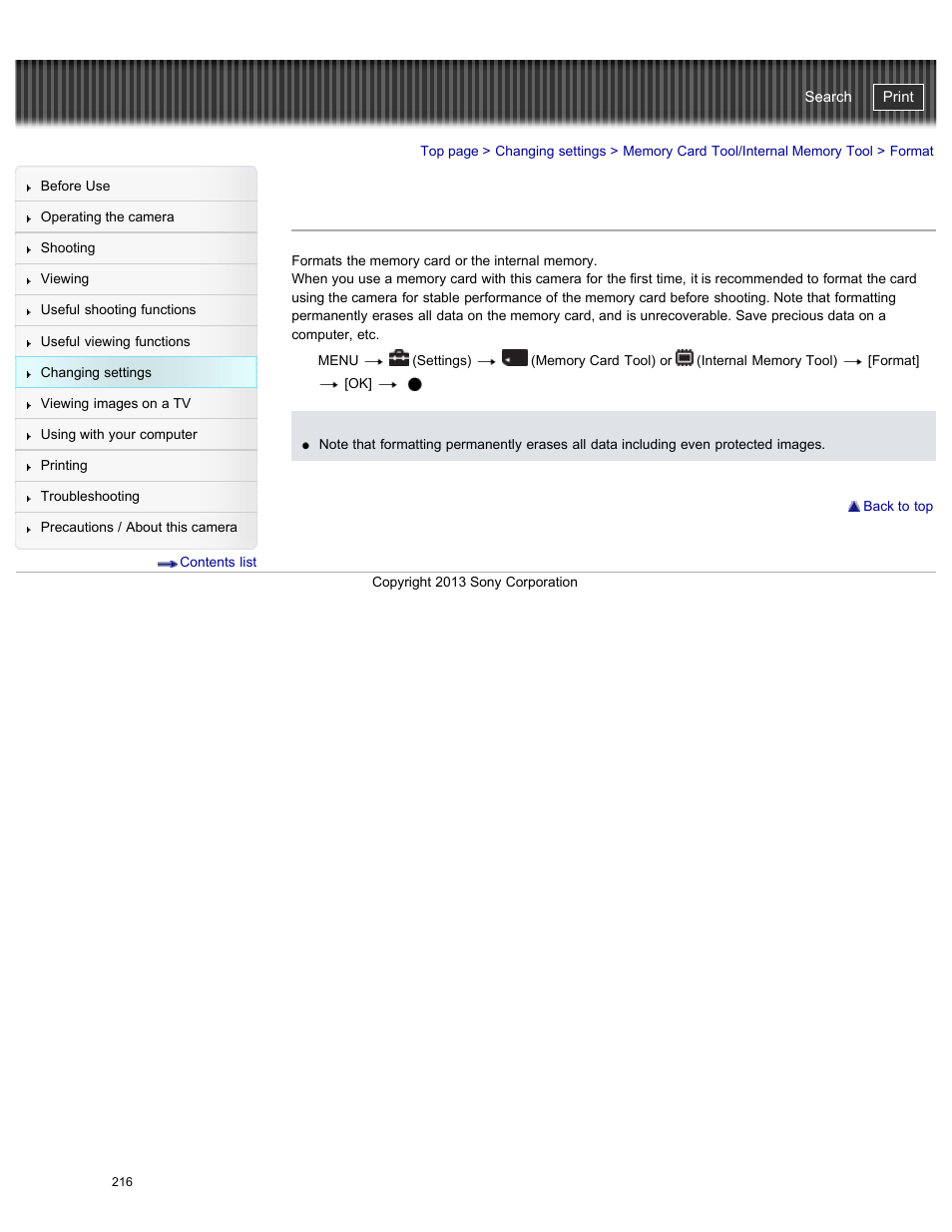 Format, Cyber-shot user guide | Sony DSC-HX50V User Manual | Page 223 / 289