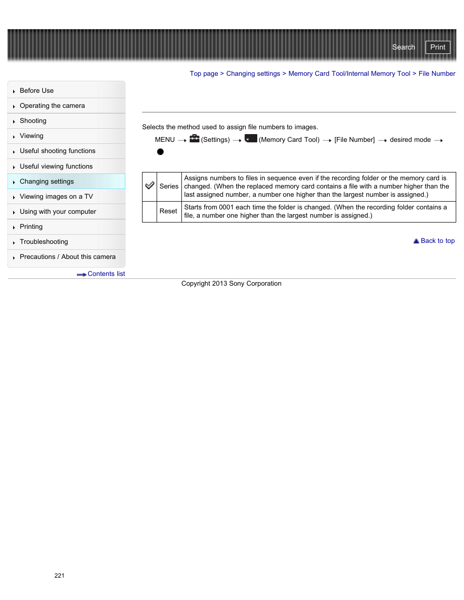 File number, Cyber-shot user guide | Sony DSC-HX50V User Manual | Page 228 / 289