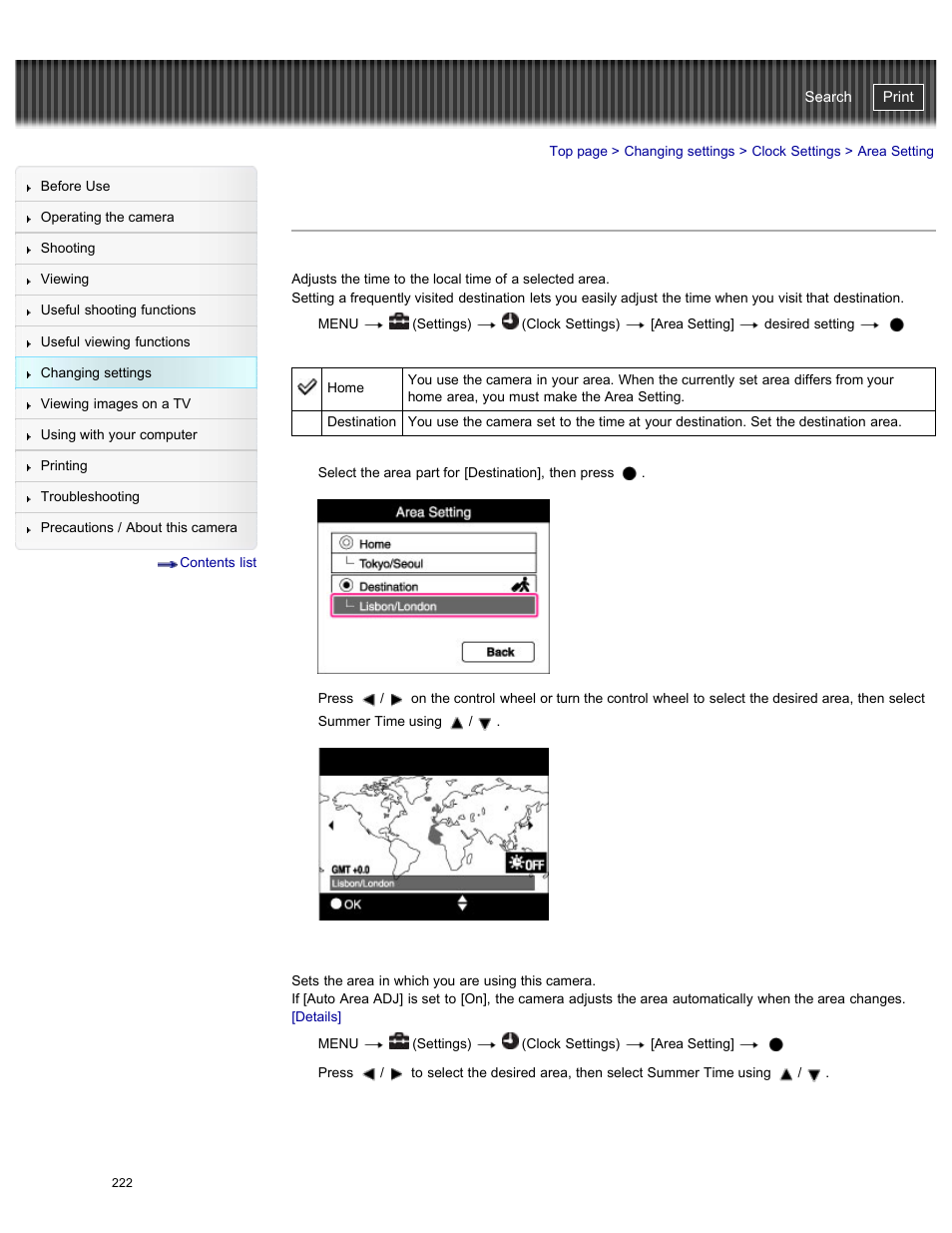Area setting, Cyber-shot user guide | Sony DSC-HX50V User Manual | Page 229 / 289