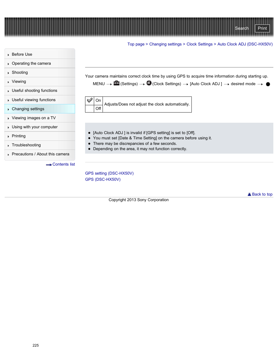 Auto clock adj (dsc-hx50v), Cyber-shot user guide | Sony DSC-HX50V User Manual | Page 232 / 289