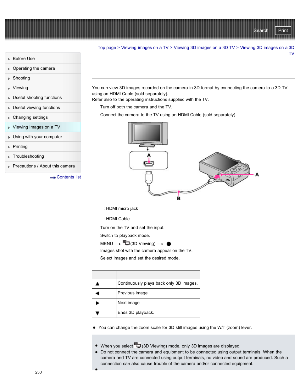 Viewing 3d images on a 3d tv, Cyber-shot user guide | Sony DSC-HX50V User Manual | Page 237 / 289