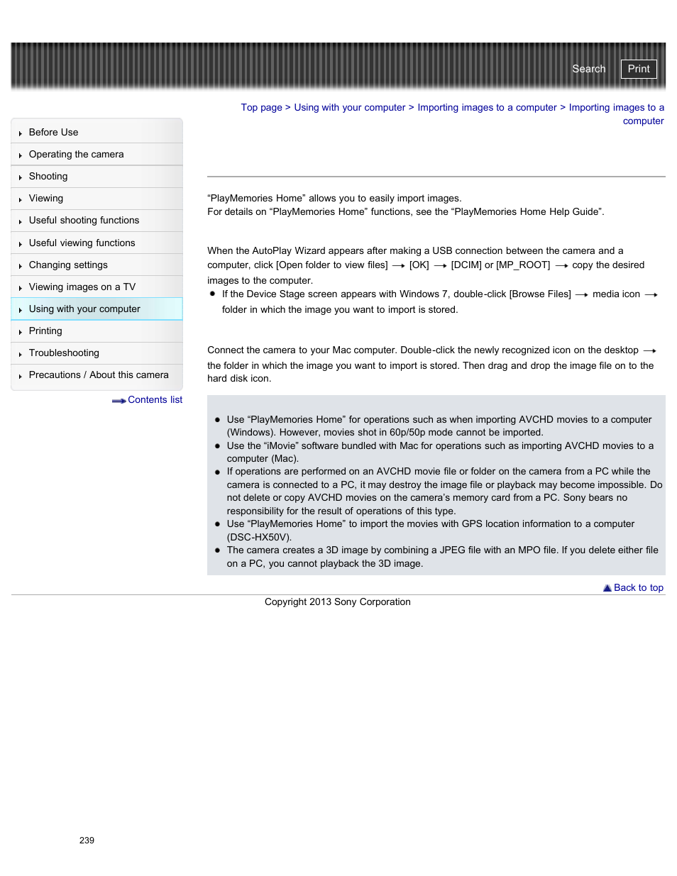 Importing images to a computer, Details, Cyber-shot user guide | Sony DSC-HX50V User Manual | Page 246 / 289