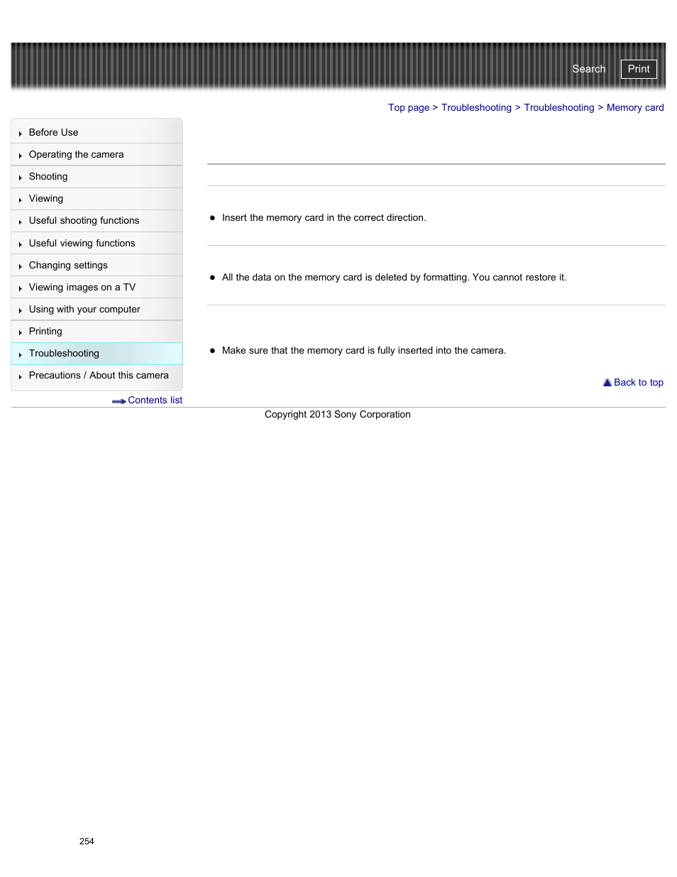 Memory card, Cyber-shot user guide | Sony DSC-HX50V User Manual | Page 261 / 289
