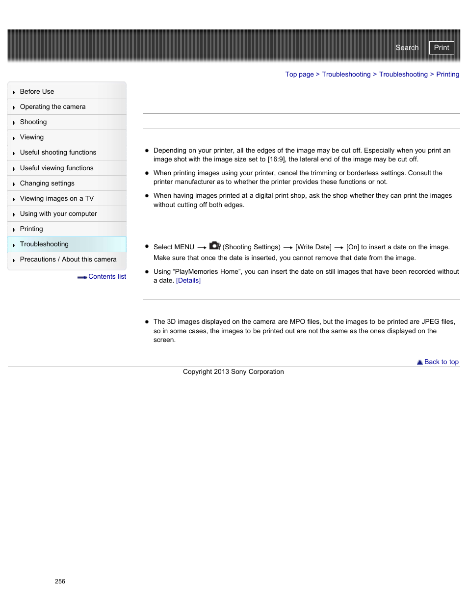 Printing, Cyber-shot user guide | Sony DSC-HX50V User Manual | Page 263 / 289