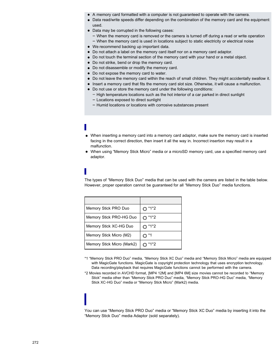 Memory stick” media slot | Sony DSC-HX50V User Manual | Page 279 / 289