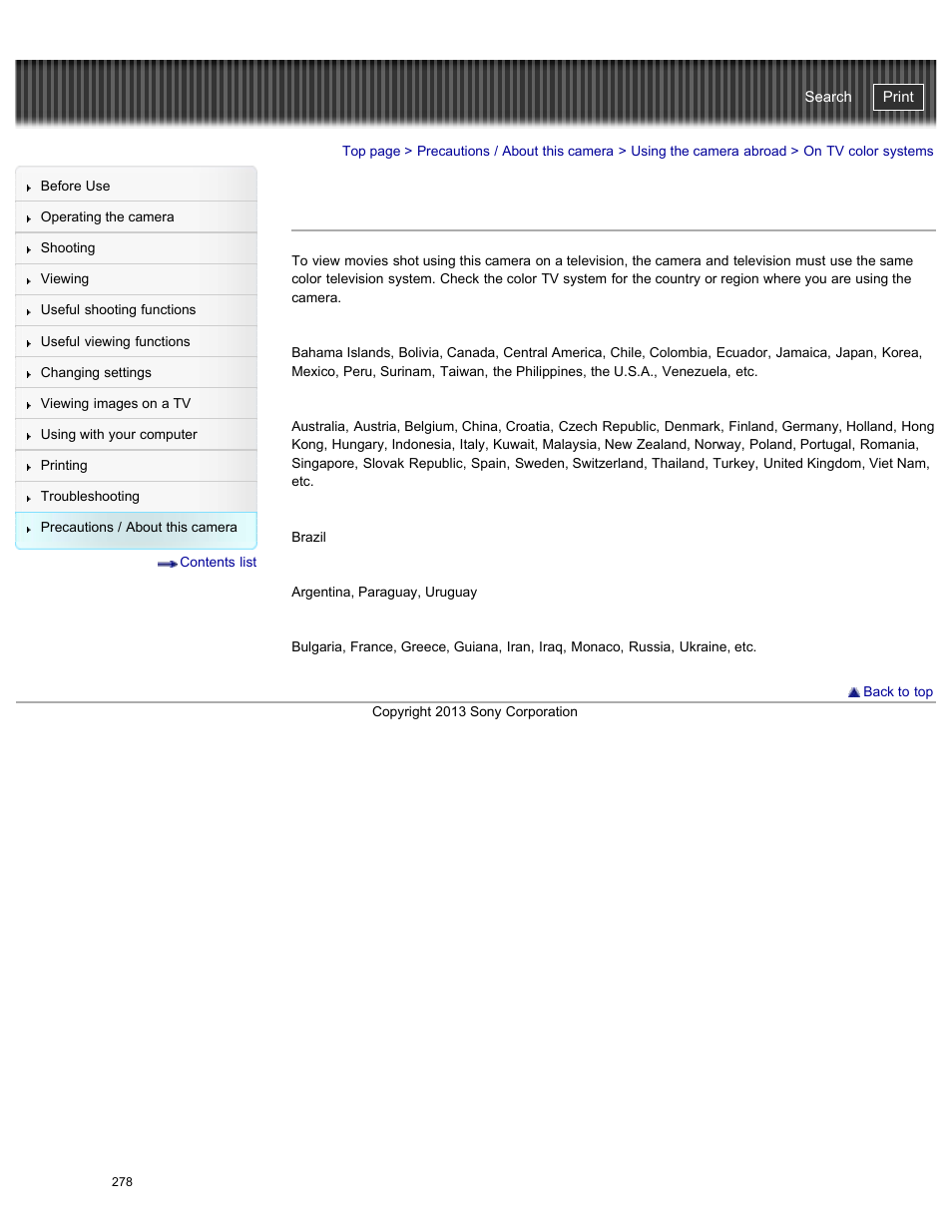 On tv color systems, Details, Cyber-shot user guide | Sony DSC-HX50V User Manual | Page 285 / 289