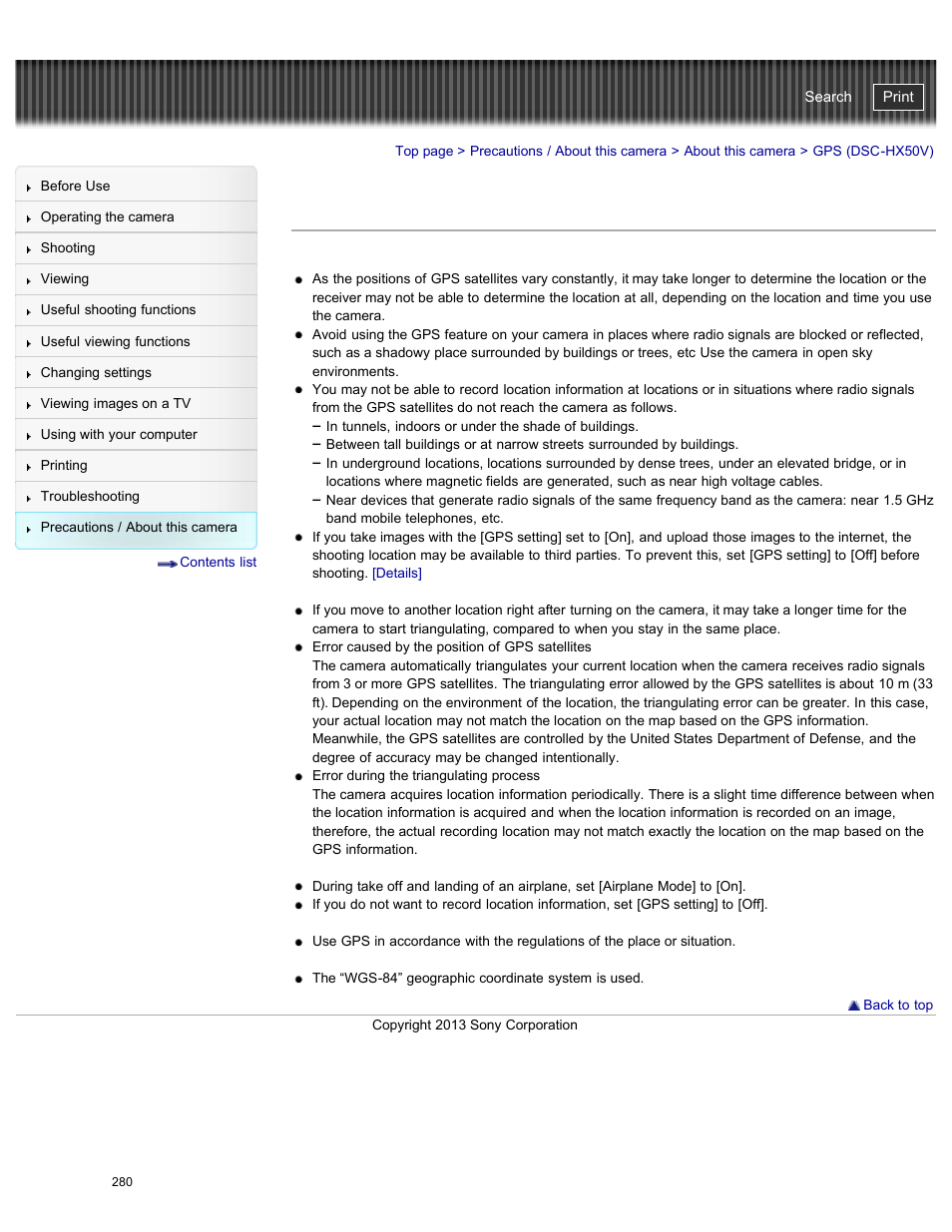 Gps (dsc-hx50v), Cyber-shot user guide | Sony DSC-HX50V User Manual | Page 287 / 289